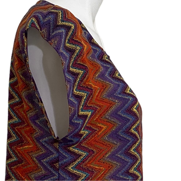 Vintage 90s Chevron BOHO Printed multicolored top / skirt set sz S/M - elastic - - Picture 10 of 11